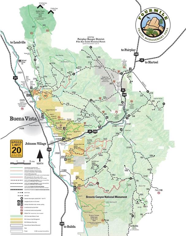 Friends of Fourmile Collegiate Peaks Byway Cover Map Image